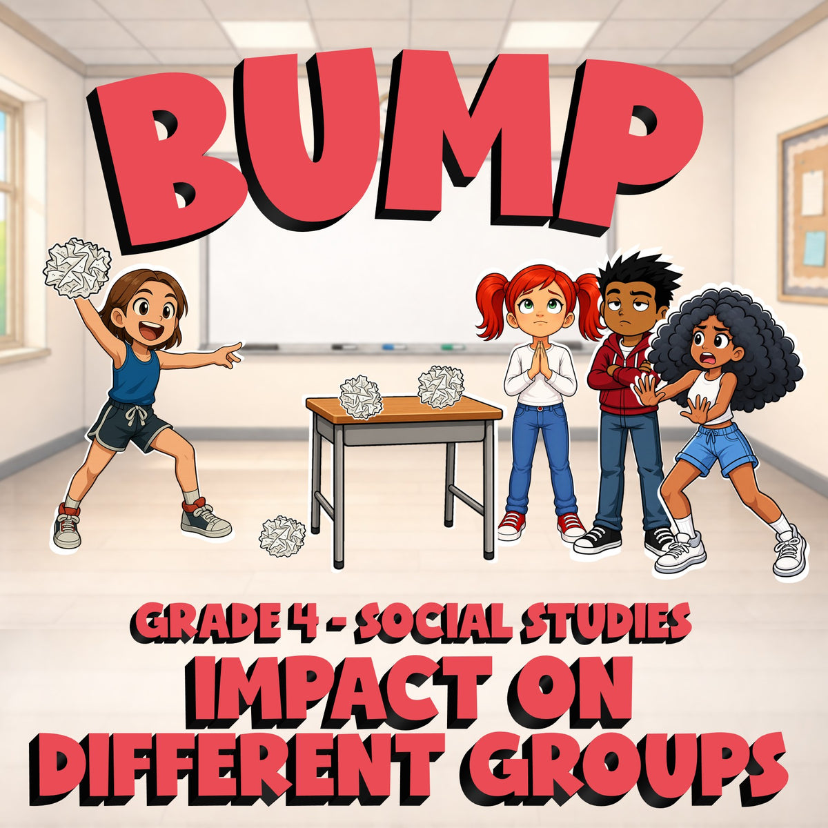 Impact on Different Groups BUMP Socials Game - No Prep Grade 4 Review Activity