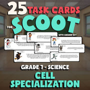 Cell Specialization SCOOT TASK CARDS Science Game - No Prep Grade 7 Review