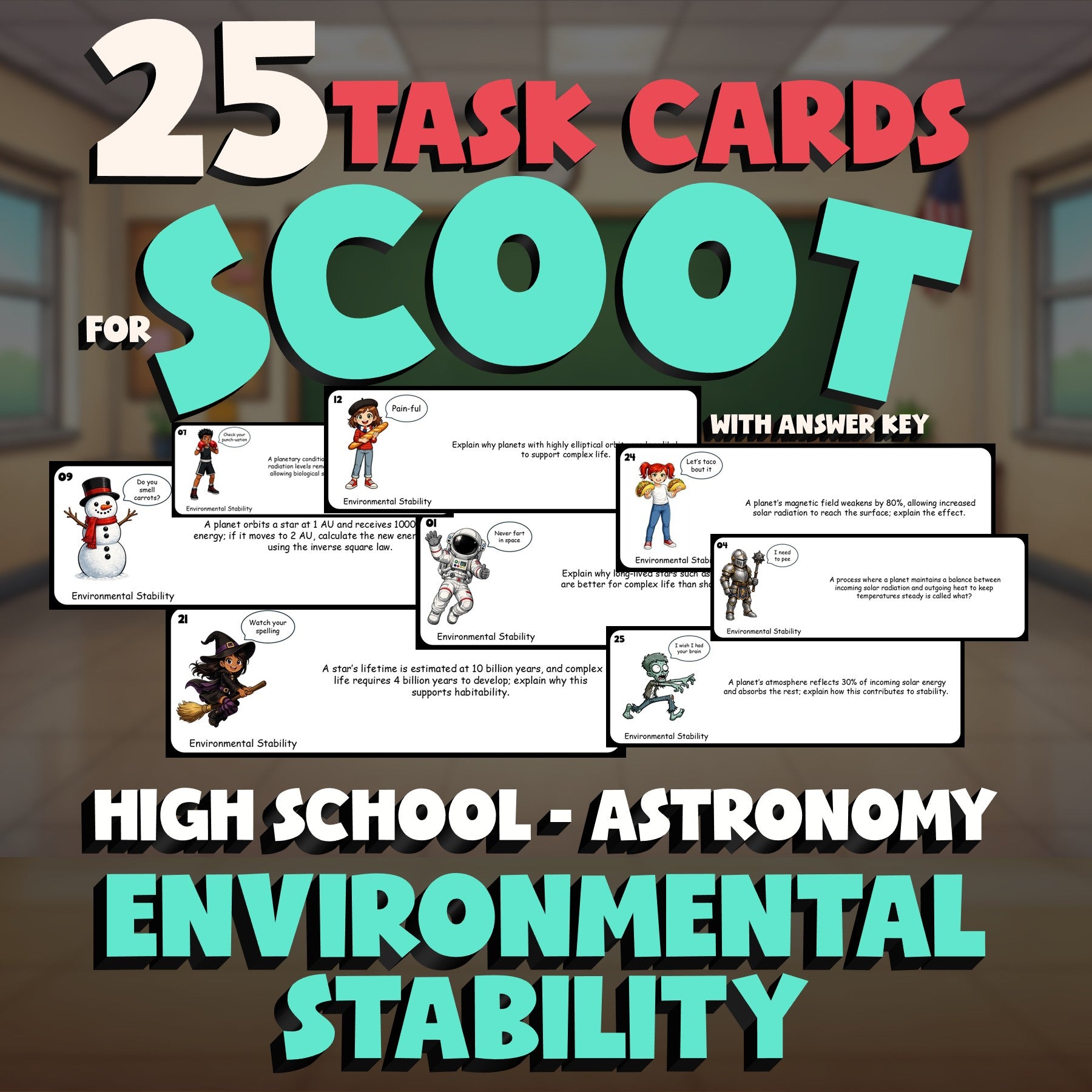 Environmental Stability SCOOT TASK CARDS Science Game - No Prep Astronomy Review