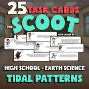 Tidal Patterns SCOOT TASK CARDS Game - No Prep Earth Science Review Activity