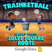Solve Square Roots TRASHKETBALL Math Game - No Prep Grade 8 Review Activity