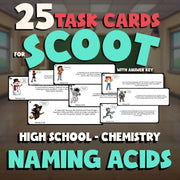 Naming Acids SCOOT TASK CARDS Science Game - No Prep Chemistry Review Activity