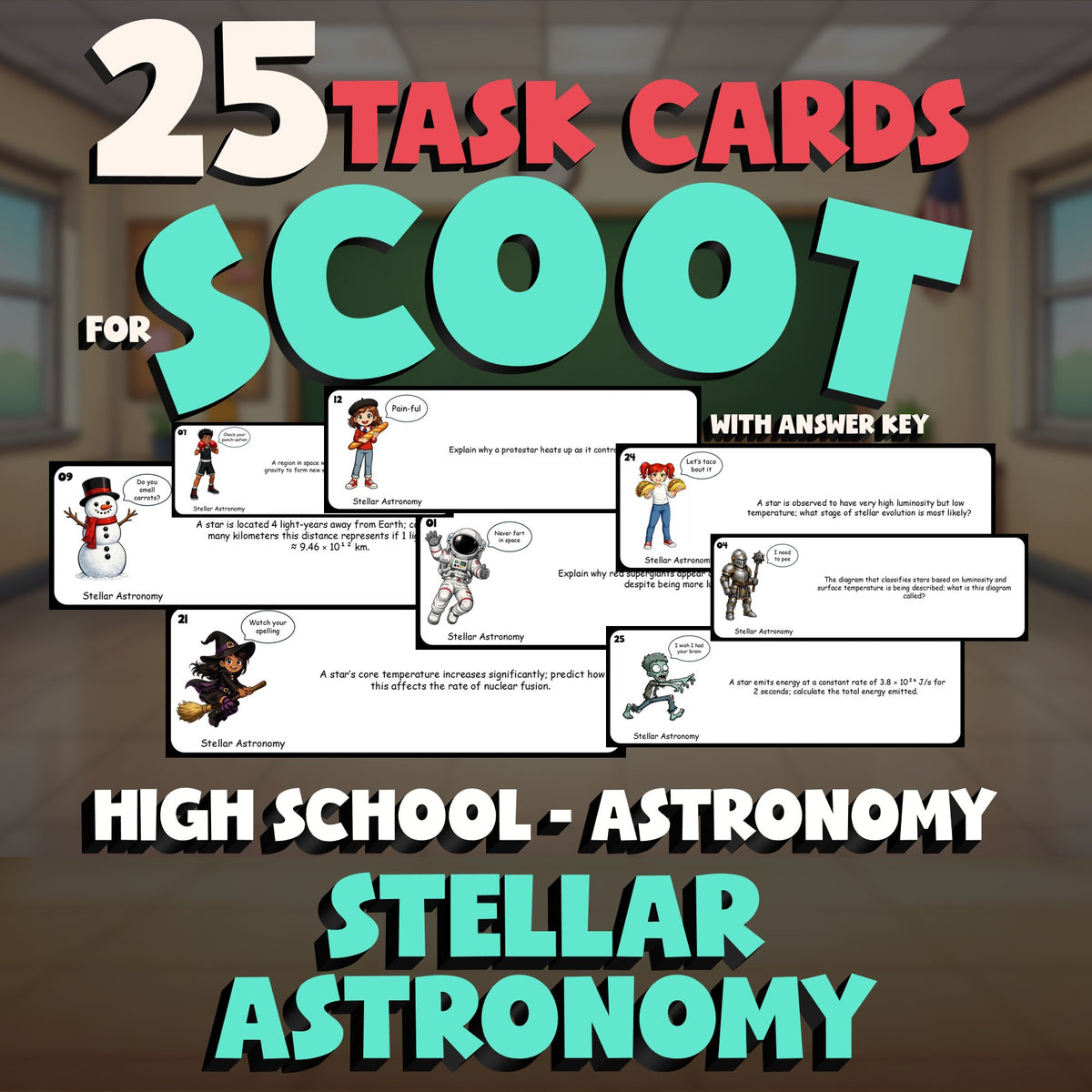 Stellar Astronomy SCOOT TASK CARDS Science Game - No Prep Astronomy Review
