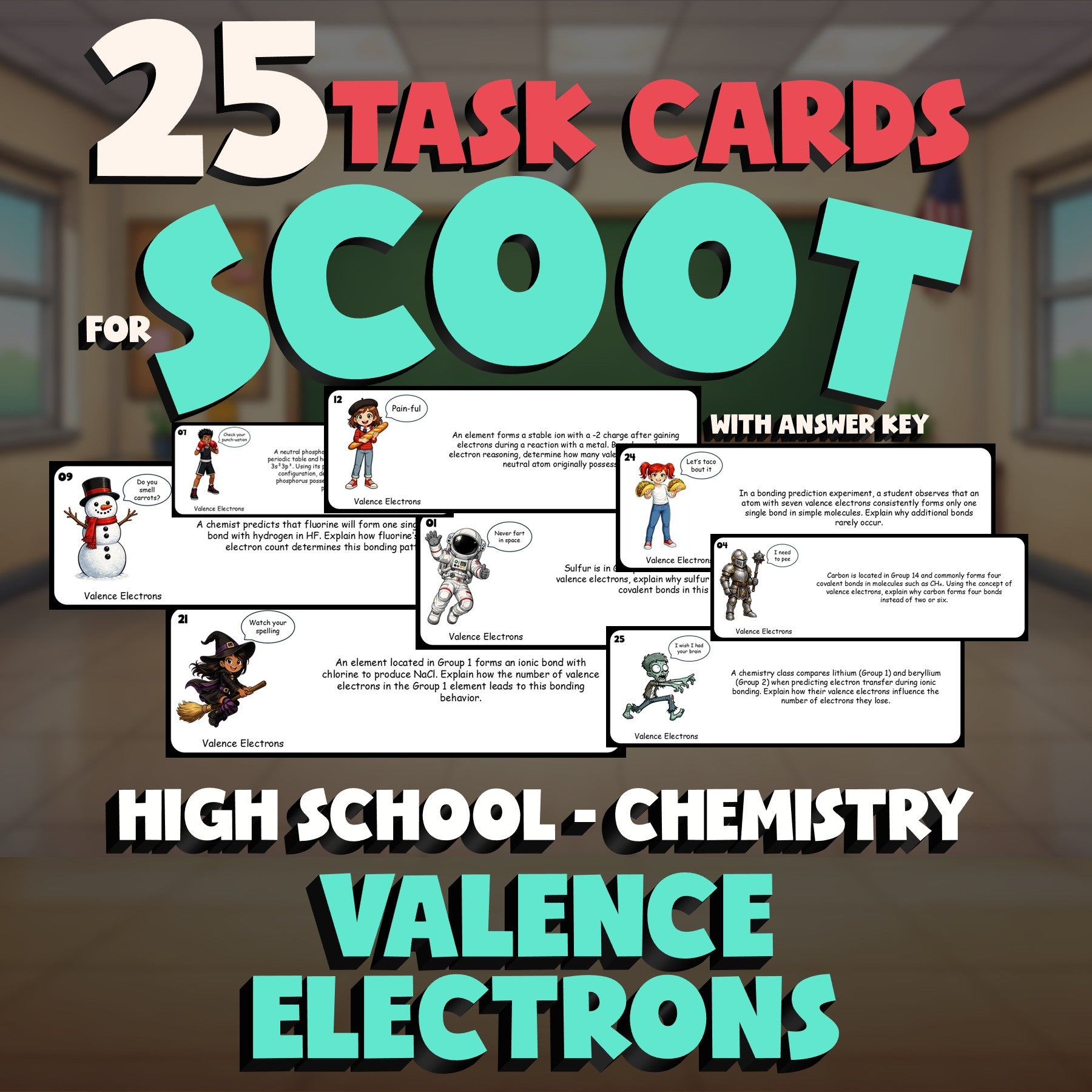 Valence Electrons SCOOT TASK CARDS Science Game - No Prep Chemistry Review