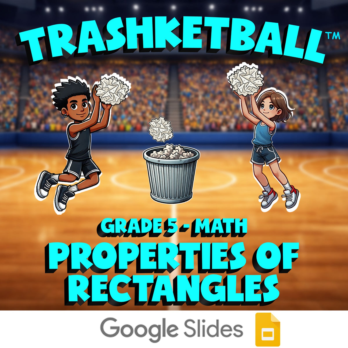 Properties of Rectangles TRASHKETBALL Math Game - No Prep Grade 5 Review