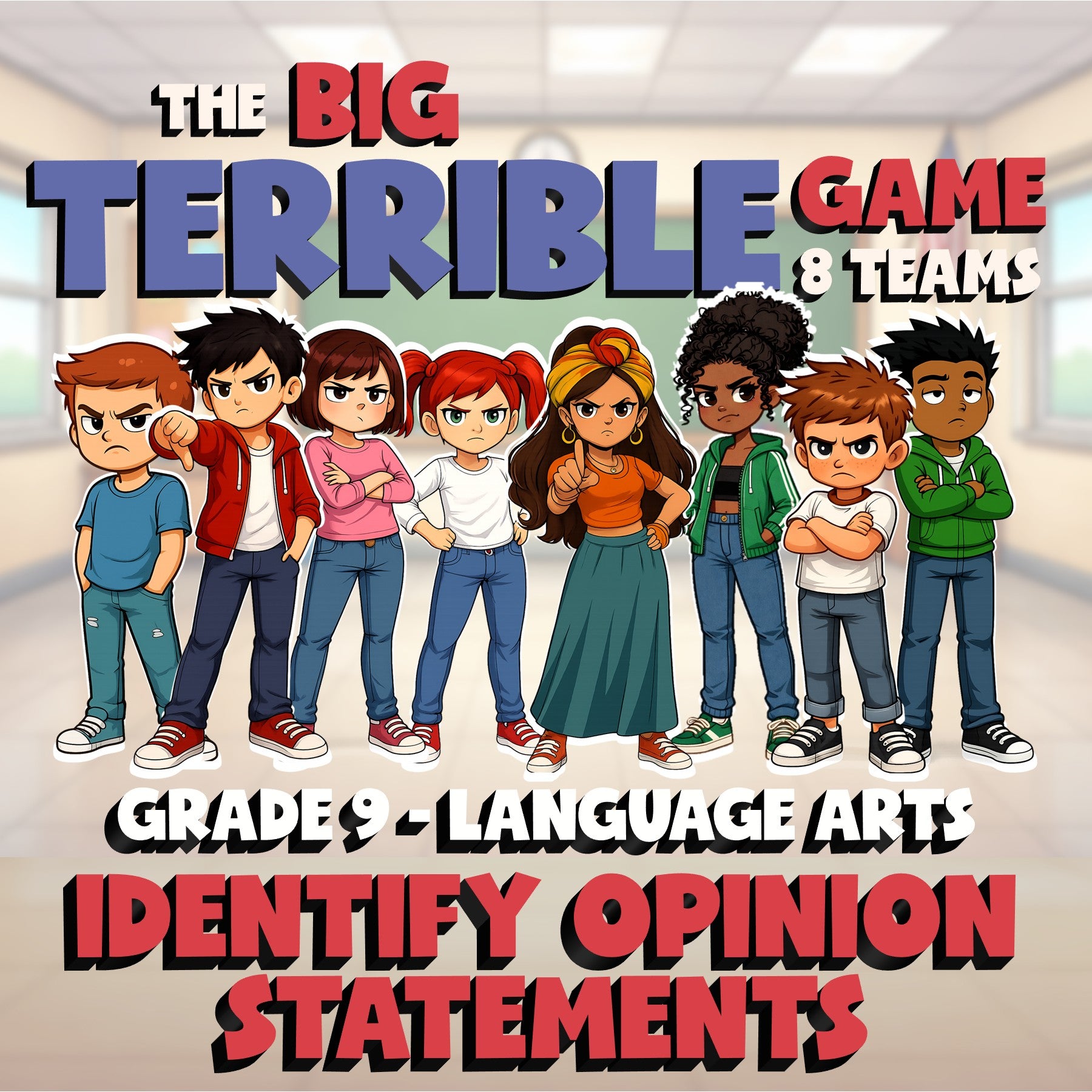 Identify Opinion Statements BIG TERRIBLE GAME - No Prep Grade 9 ELA Review