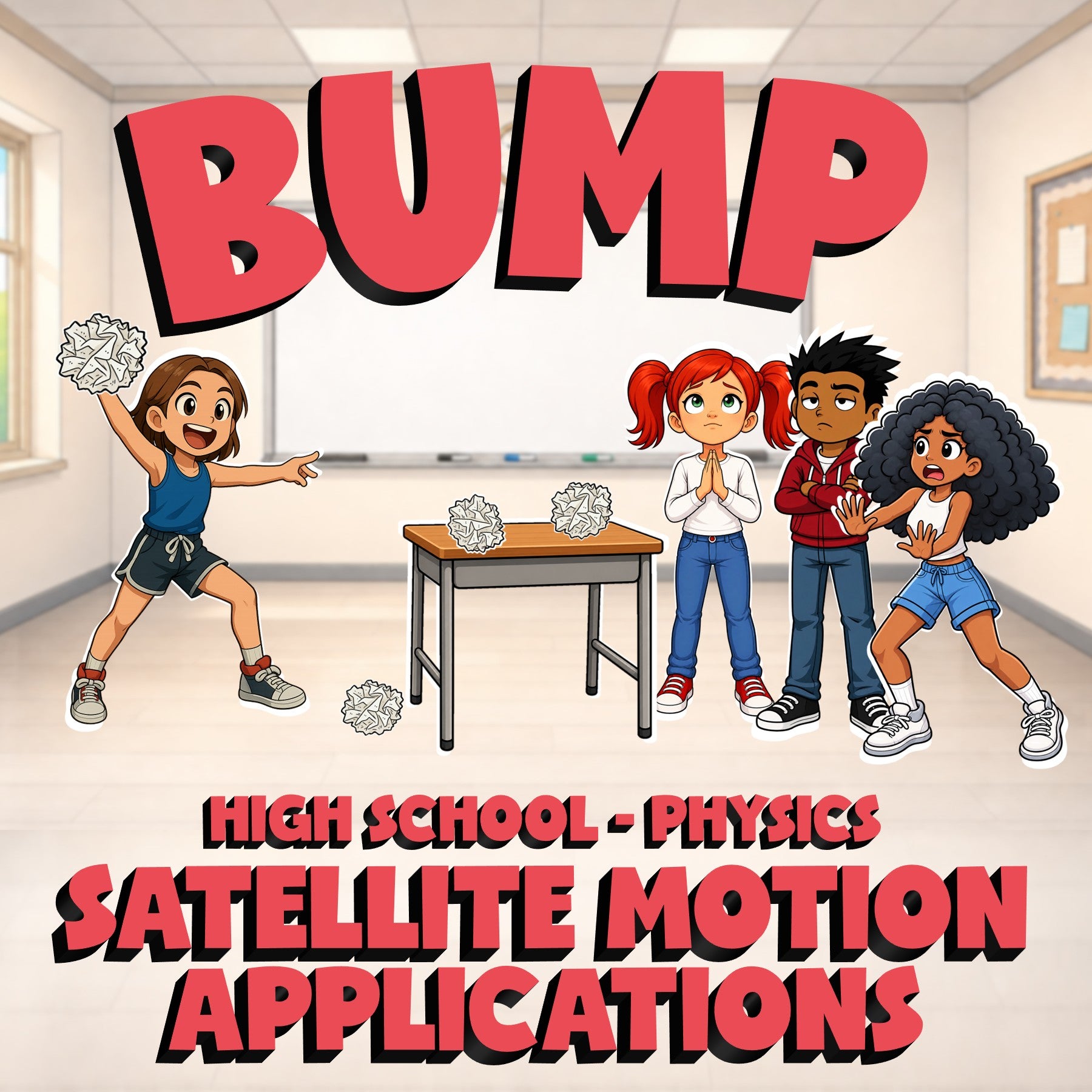 Satellite Motion Applications BUMP Science Game - No Prep Physics Review