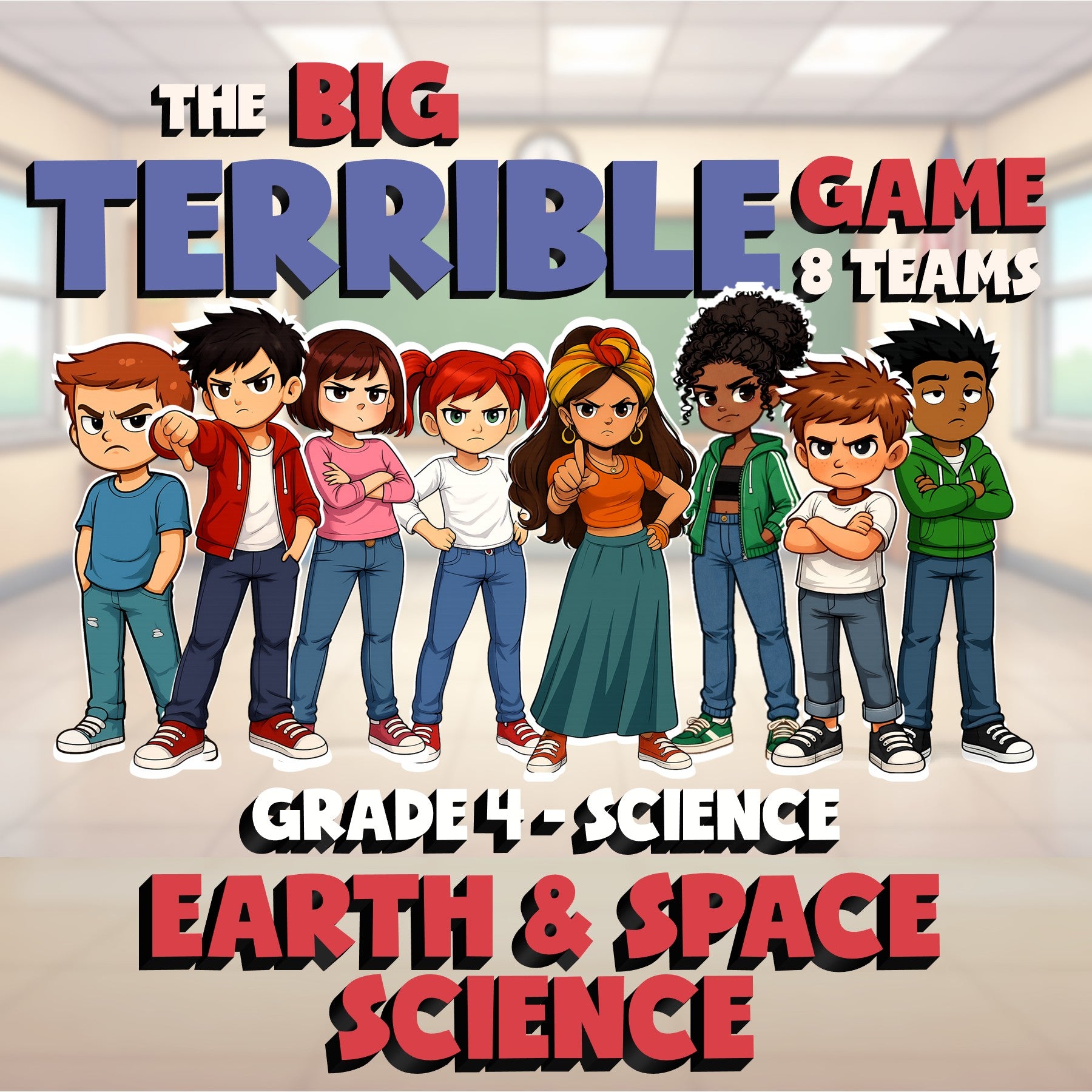 Earth & Space Science BIG TERRIBLE GAME - No Prep Grade 4 Science Review