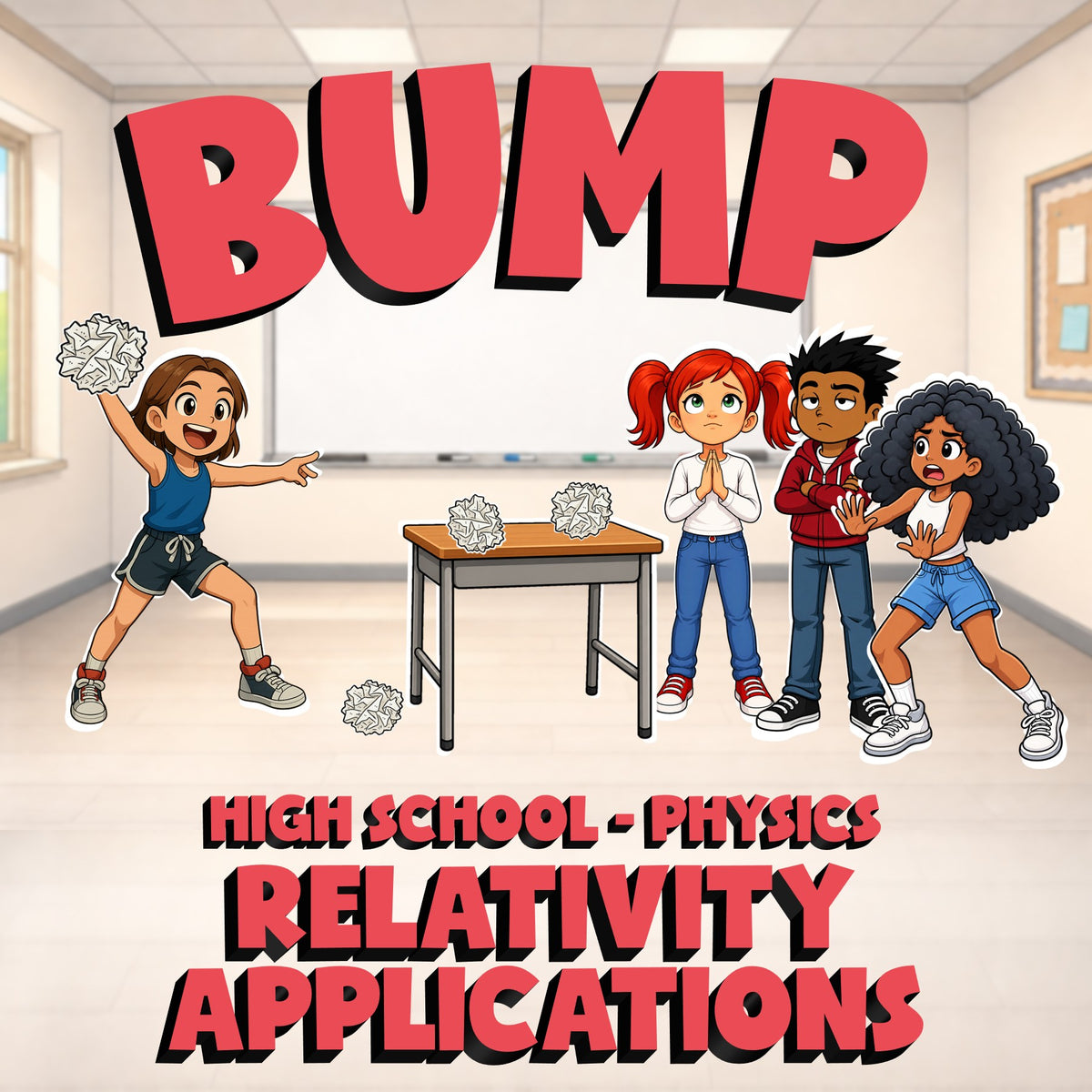 Relativity Applications BUMP Science Game - No Prep Physics Review Activity