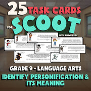 Identify Personification & Its Meaning SCOOT TASK CARDS ELA Game - Grade 9
