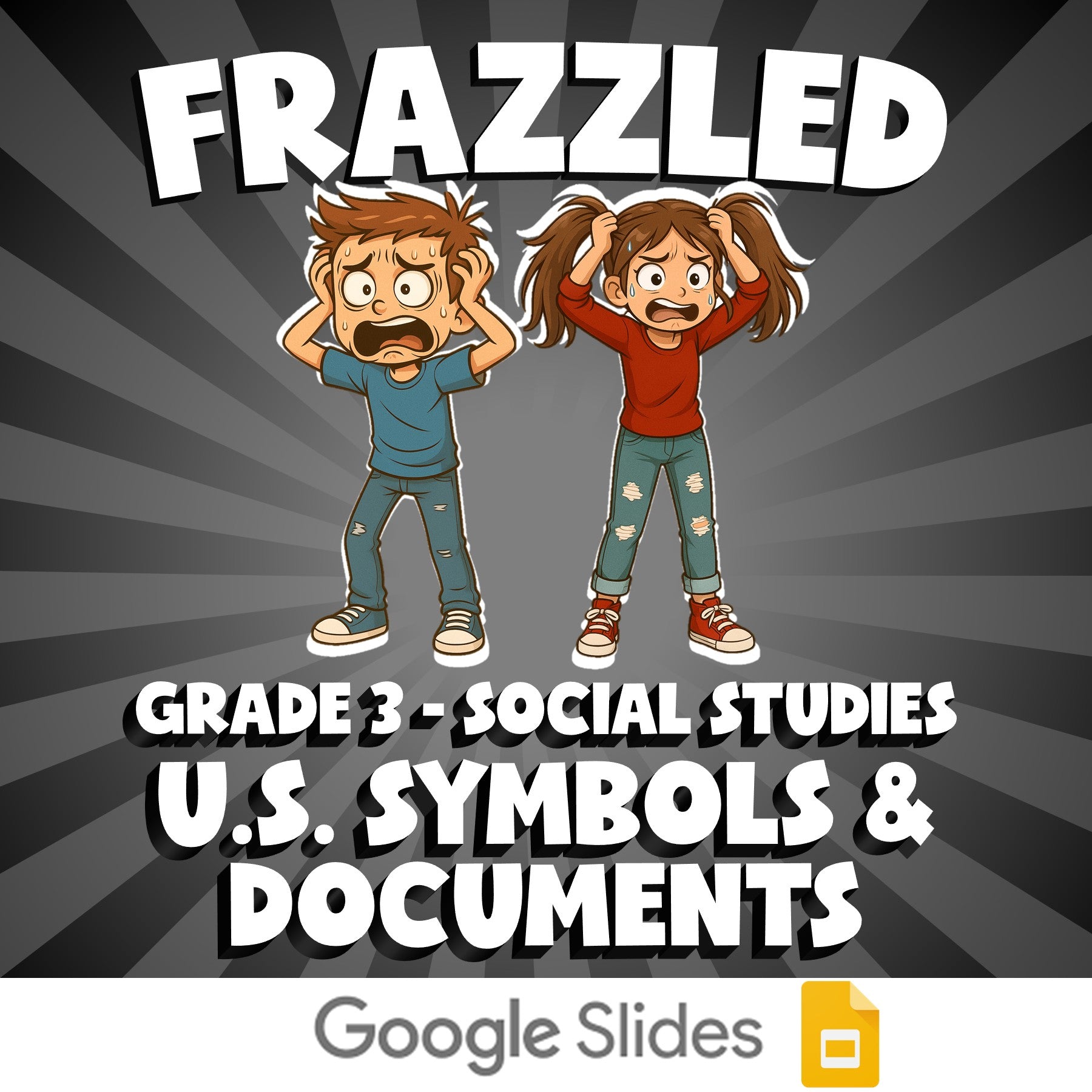 U.S. Symbols & Documents FRAZZLED Socials Game - No Prep Grade 3 Review Activity