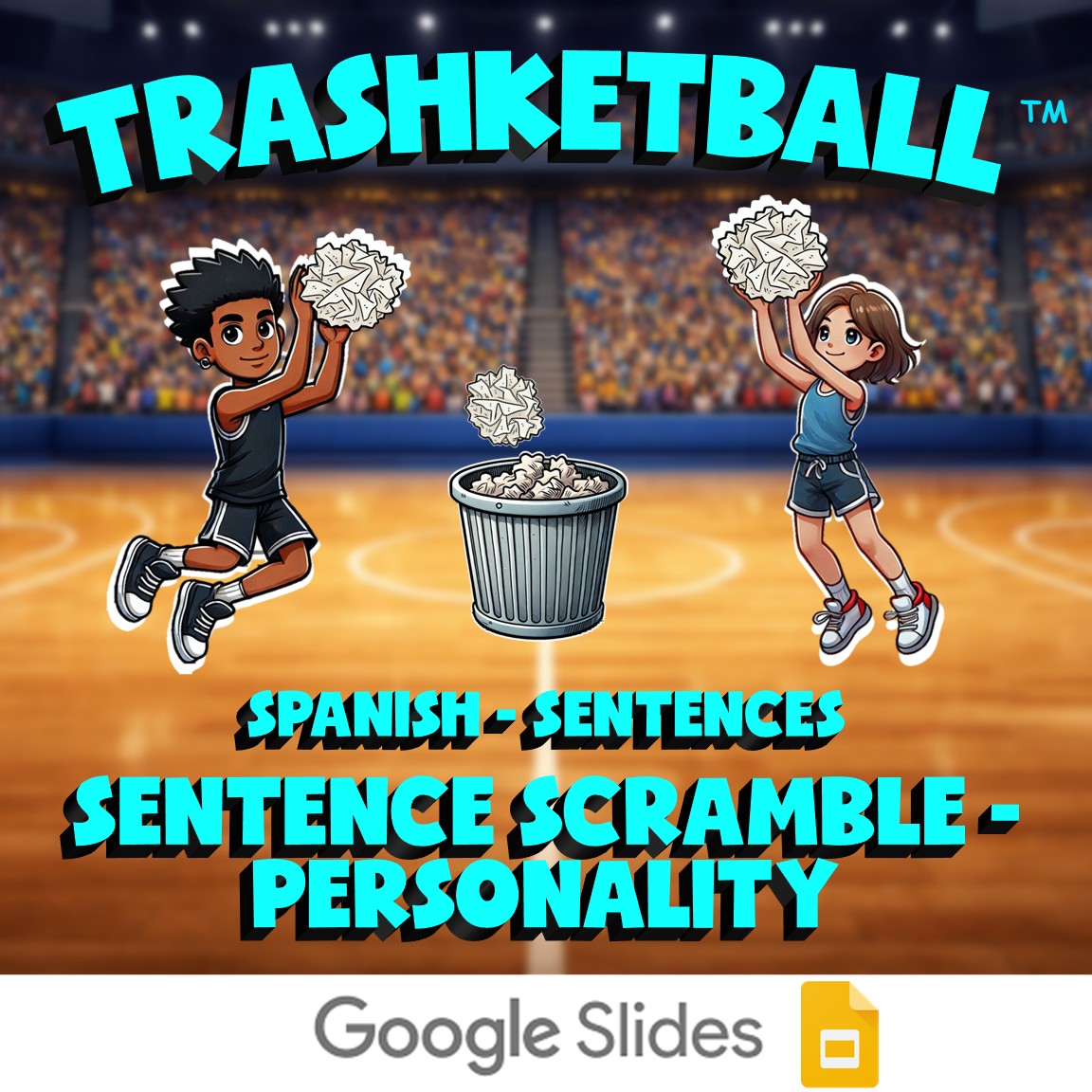 Sentence Scramble - Personality TRASHKETBALL Spanish Game - No Prep Exercise