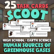 Human Sources of Greenhouse Gases SCOOT TASK CARDS Game - No Prep Earth Science