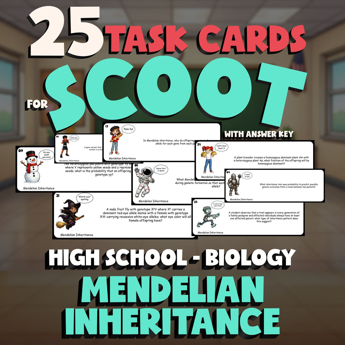 Mendelian Inheritance SCOOT TASK CARDS Science Game - No Prep Biology Review