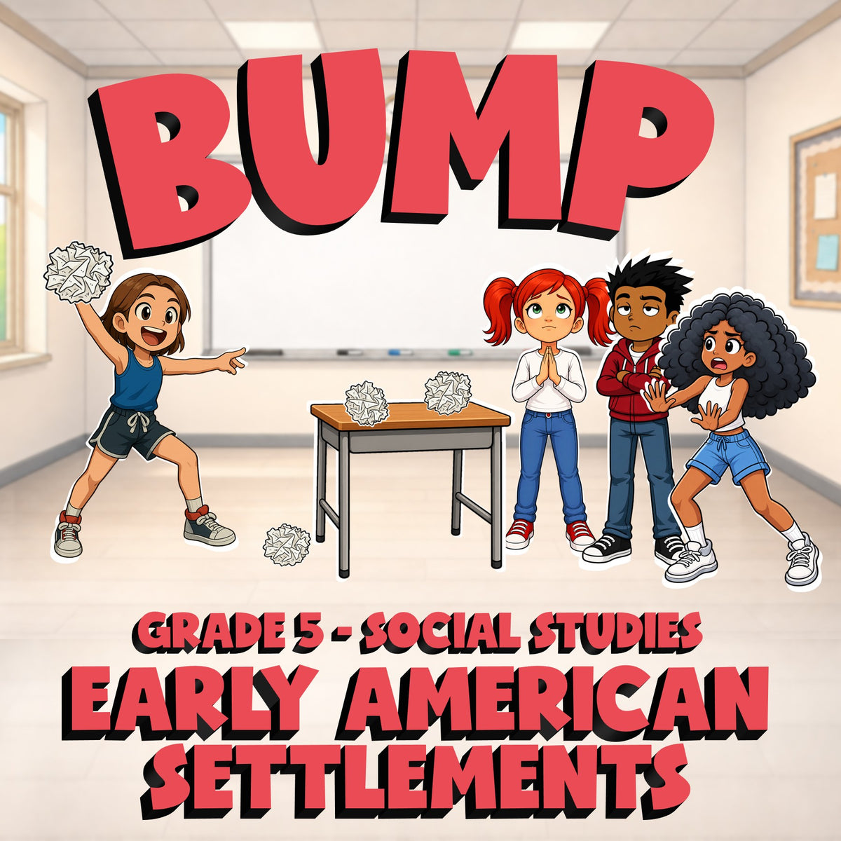 Early American Settlements BUMP Socials Game - No Prep Grade 5 Review Activity