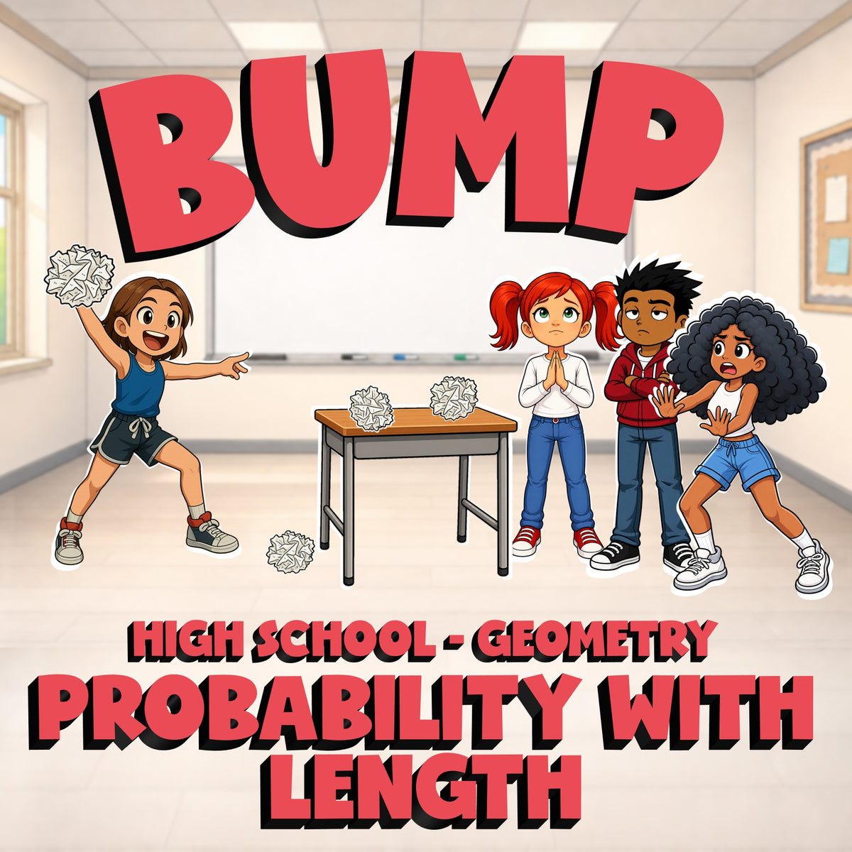 Probability with Length BUMP Math Game - No Prep Geometry Review Activity