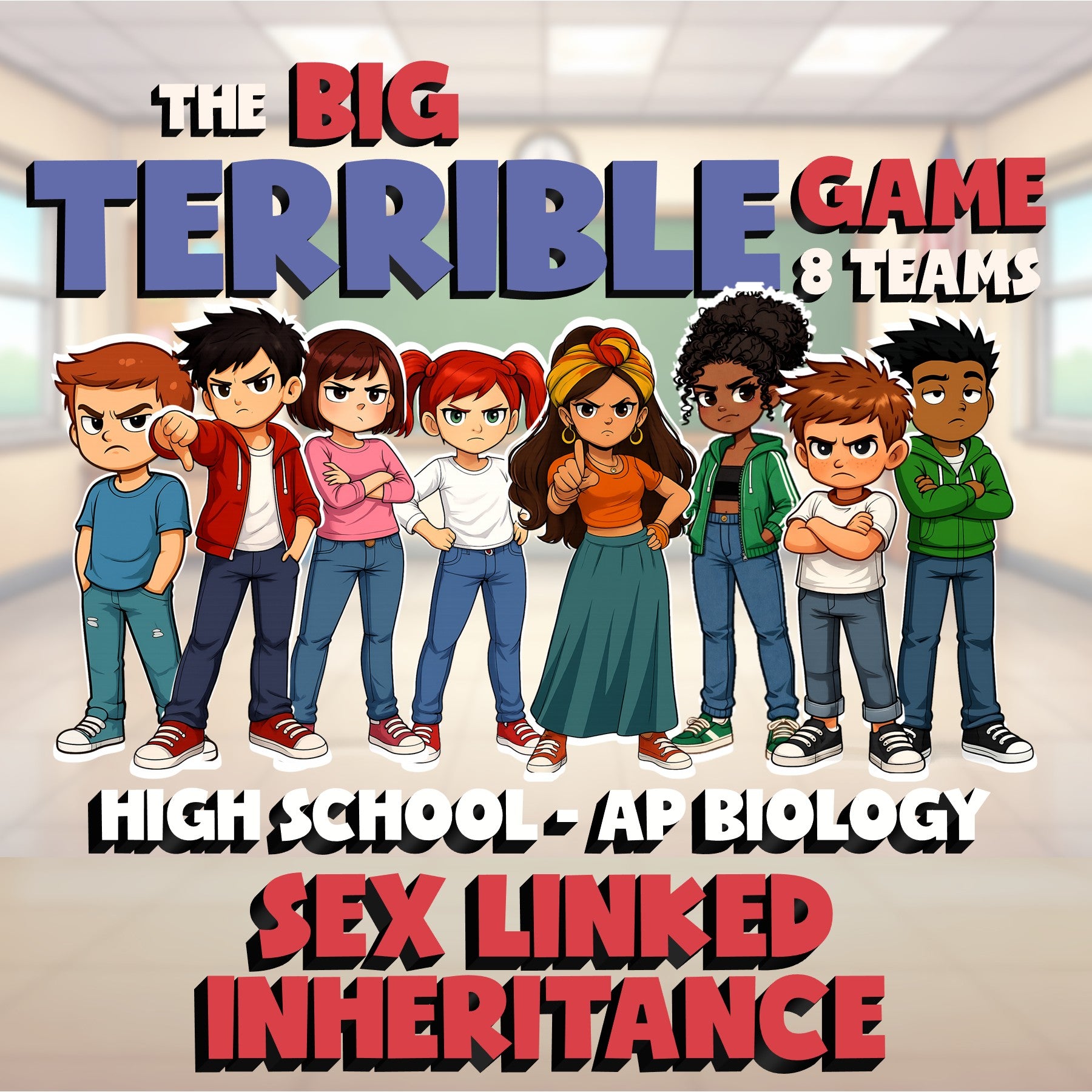 Sex Linked Inheritance BIG TERRIBLE GAME - No Prep AP Biology Science Review