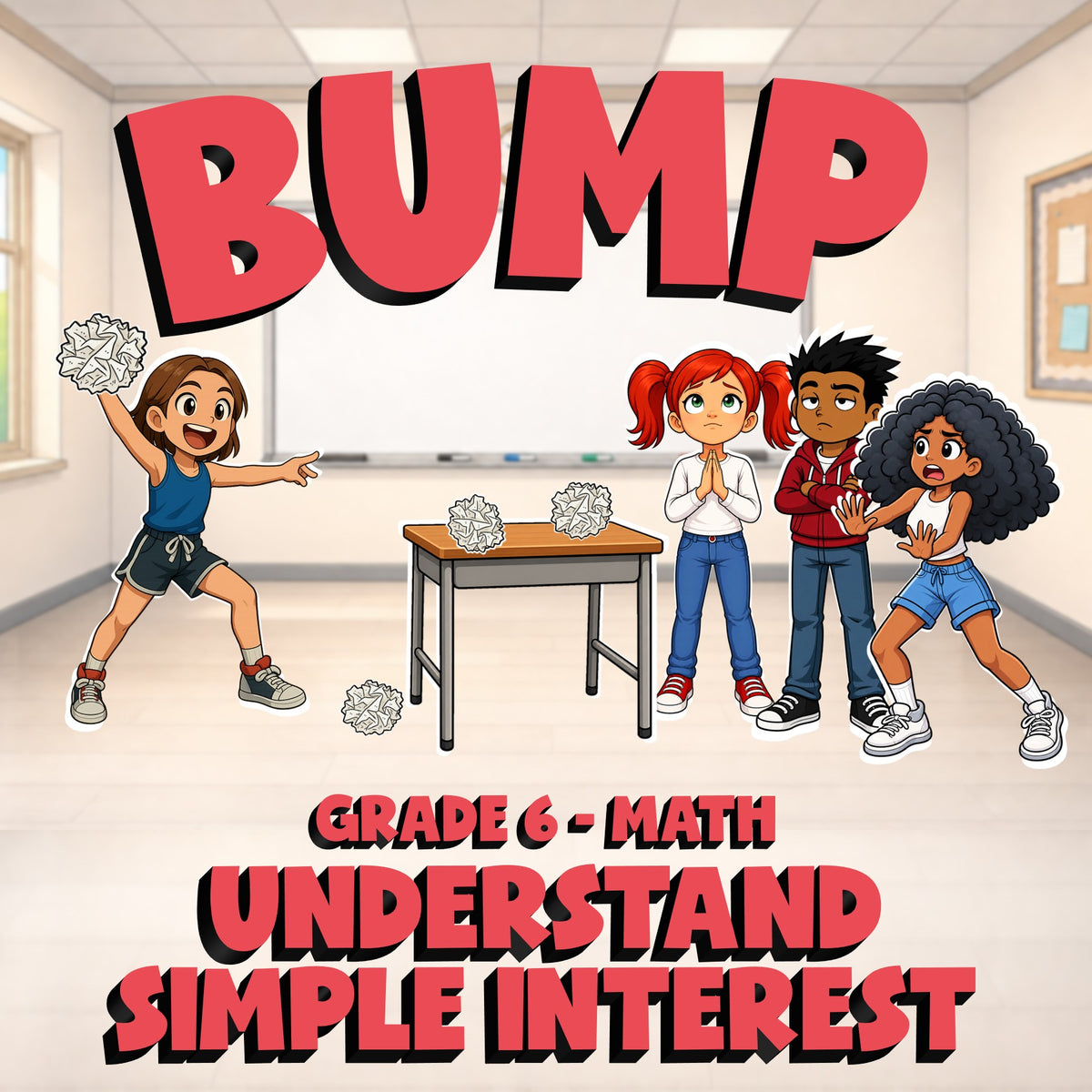 Understand Simple Interest BUMP Math Game - No Prep Grade 6 Review Activity