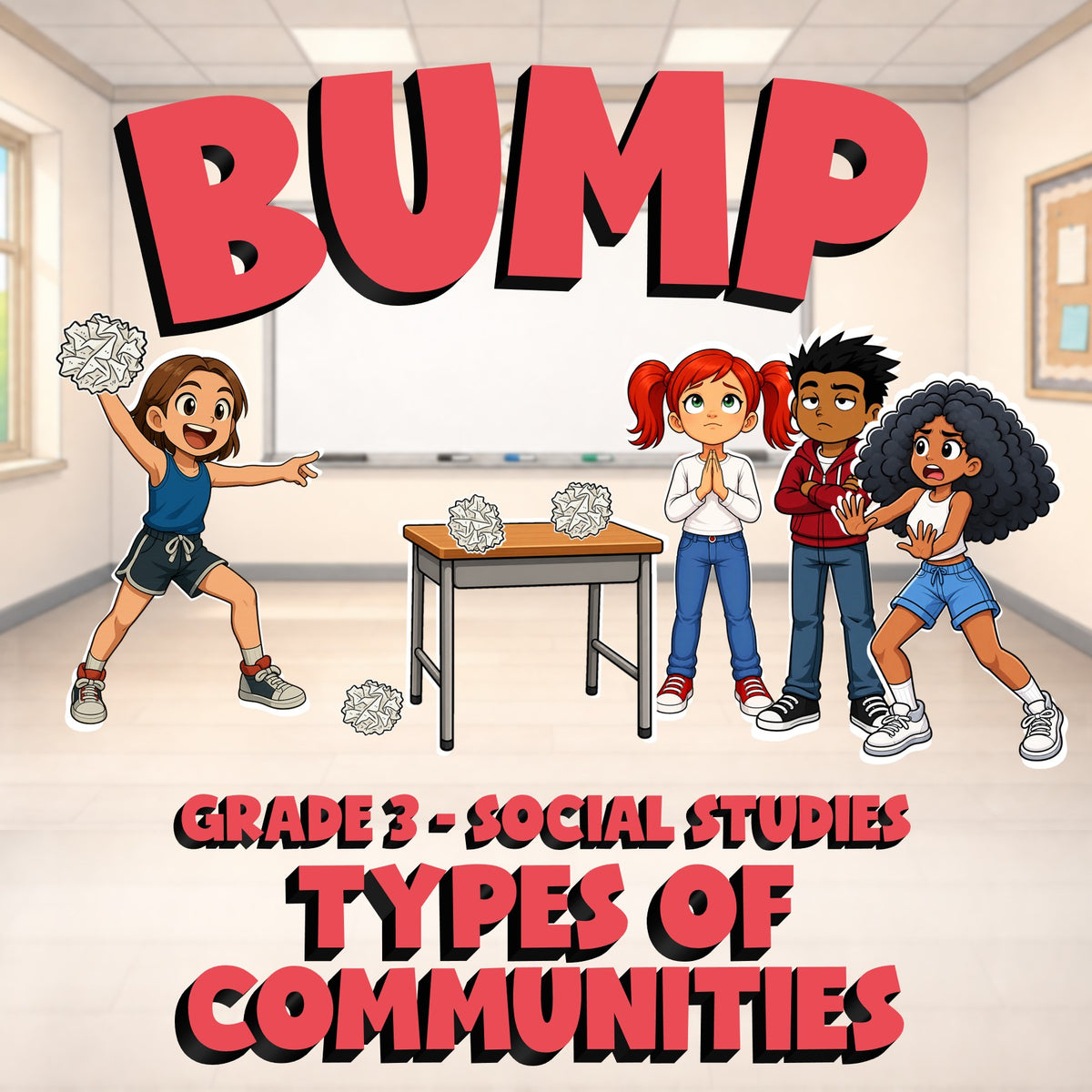 Types of Communities BUMP Socials Game - No Prep Grade 3 Review Activity