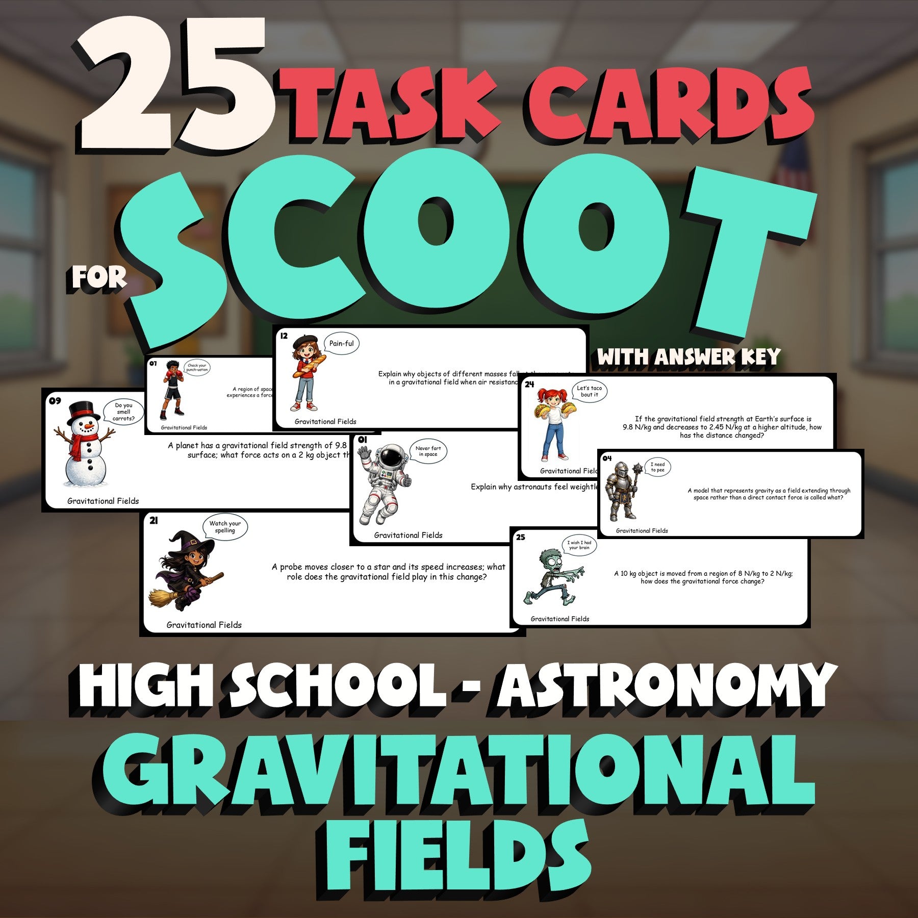 Gravitational Fields SCOOT TASK CARDS Science Game - No Prep Astronomy Review