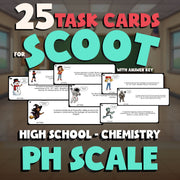 pH Scale SCOOT TASK CARDS Science Game - No Prep Chemistry Review Activity