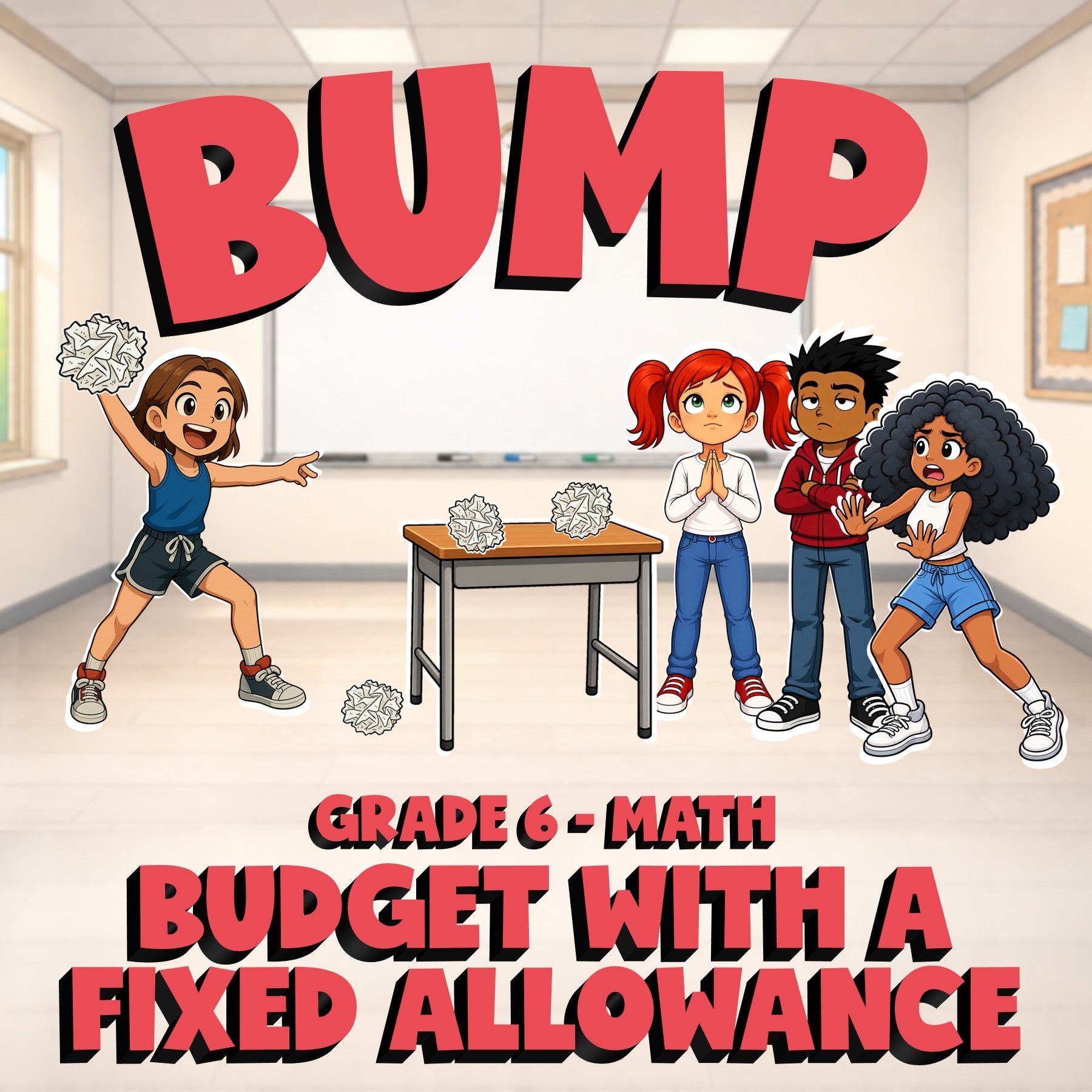 Budget with a Fixed Allowance BUMP Math Game - No Prep Grade 6 Review Activity