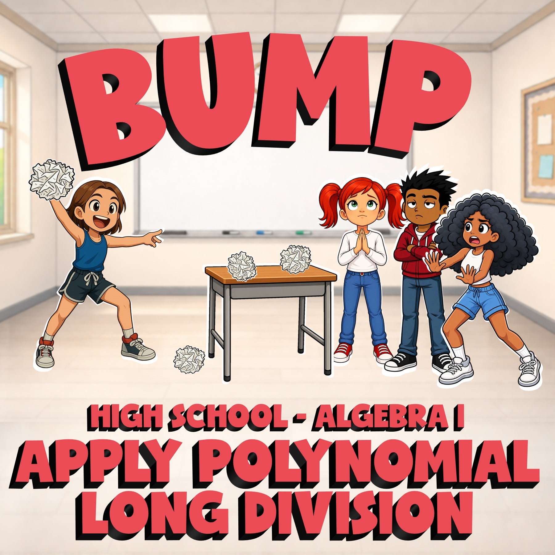 Apply Polynomial Long Division BUMP Math Game - No Prep Algebra 1 Review