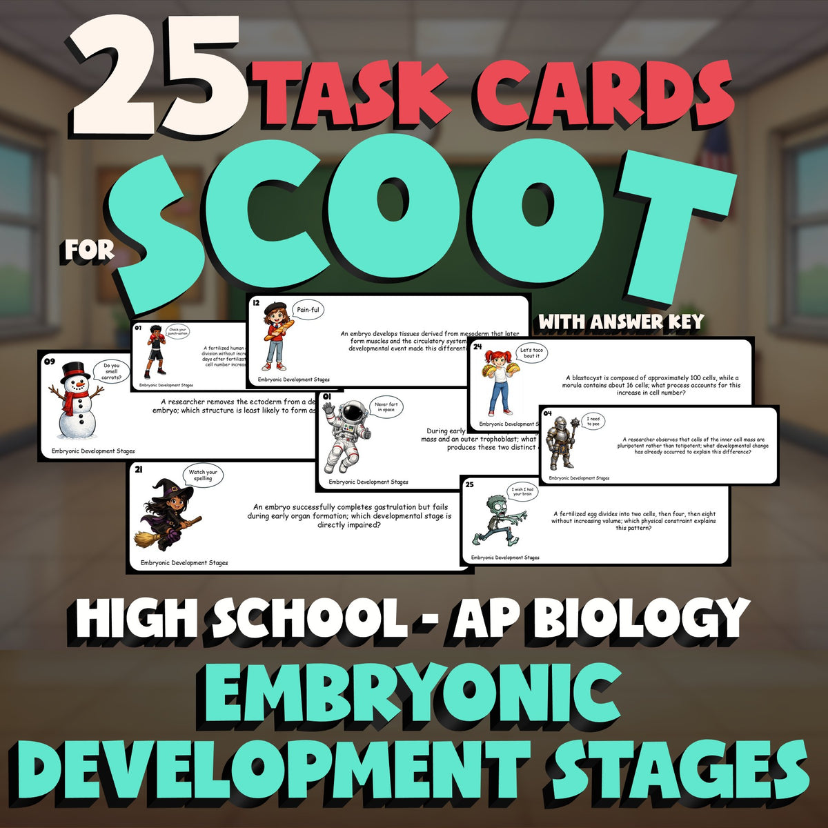 Embryonic Development Stages SCOOT TASK CARDS Science Game - No Prep AP Biology