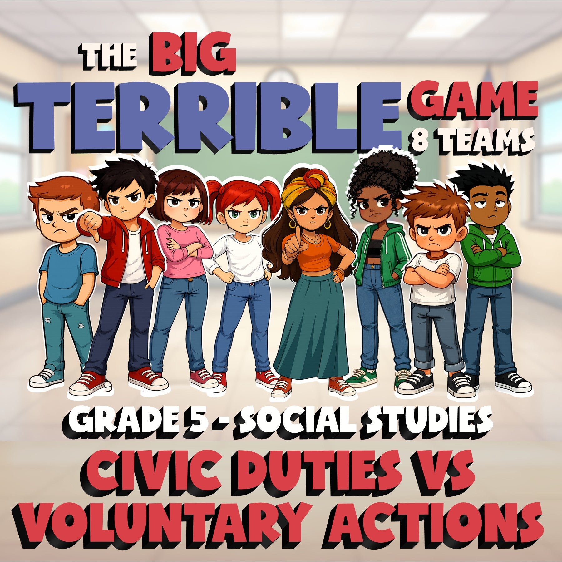 Civic Duties vs Voluntary Actions BIG TERRIBLE GAME - Grade 5 Socials Review