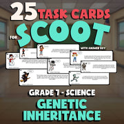 Genetic Inheritance SCOOT TASK CARDS Science Game - No Prep Grade 7 Review