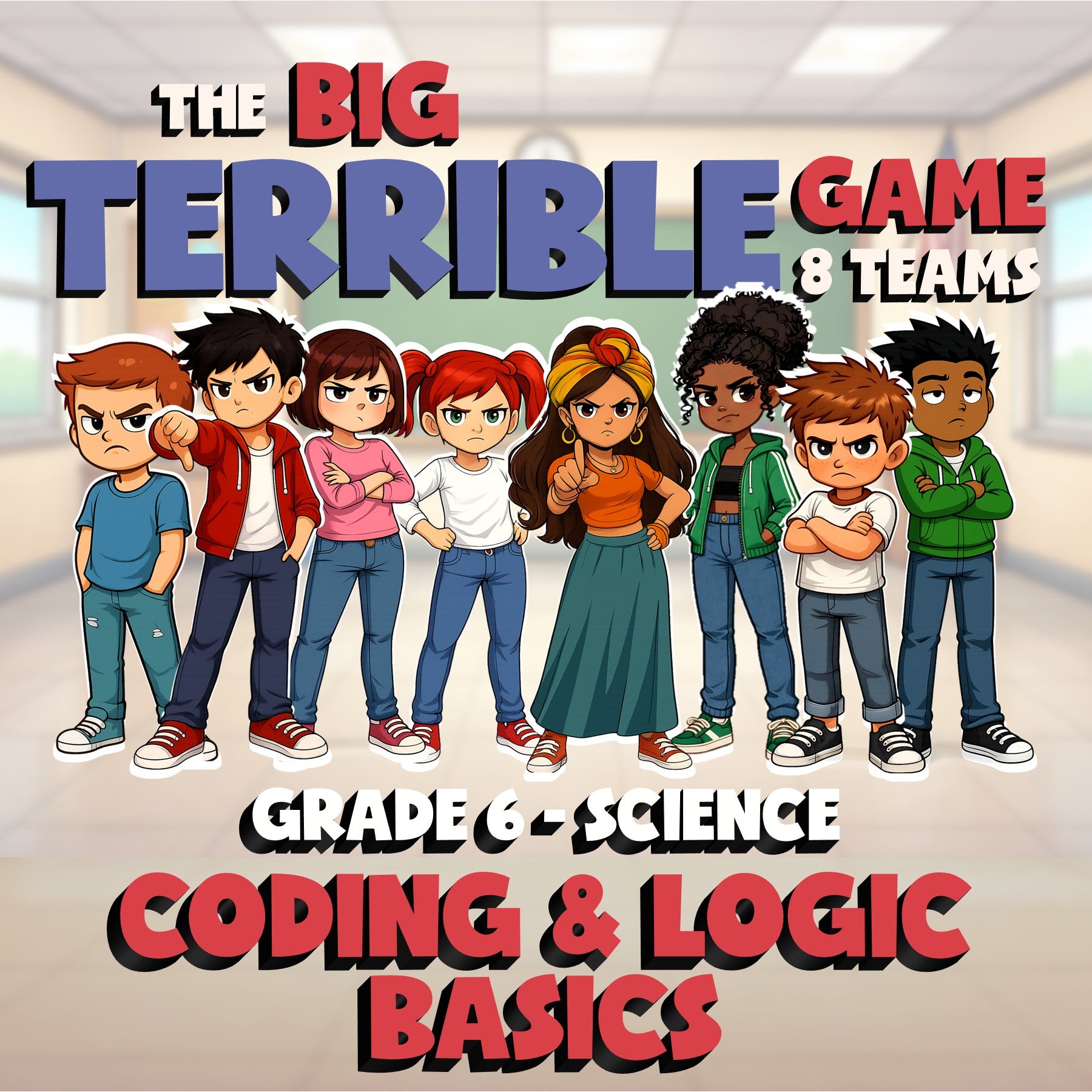 Coding & Logic Basics BIG TERRIBLE GAME - No Prep Grade 6 Science Review