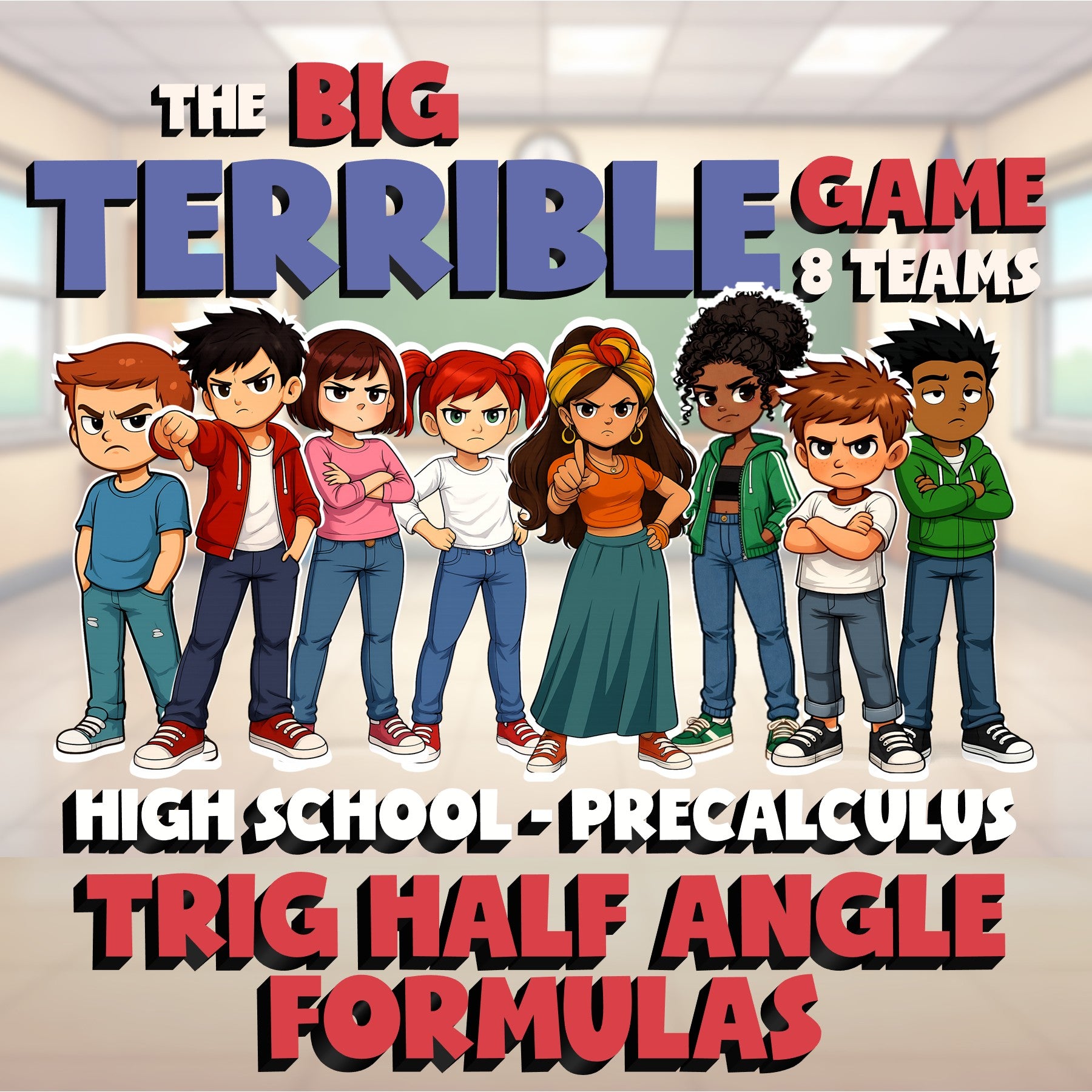 Trig Half Angle Formulas BIG TERRIBLE GAME - No Prep PreCalculus Math Review