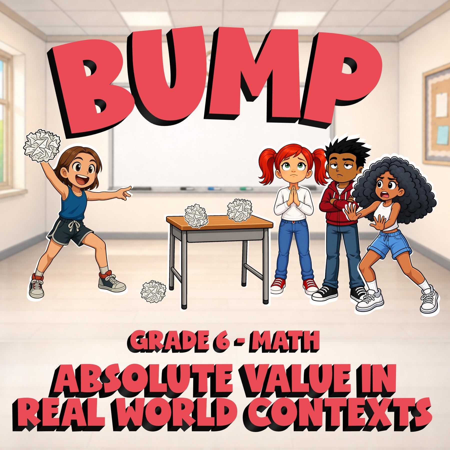 Absolute Value in Real World Contexts BUMP Math Game - No Prep Grade 6 Review