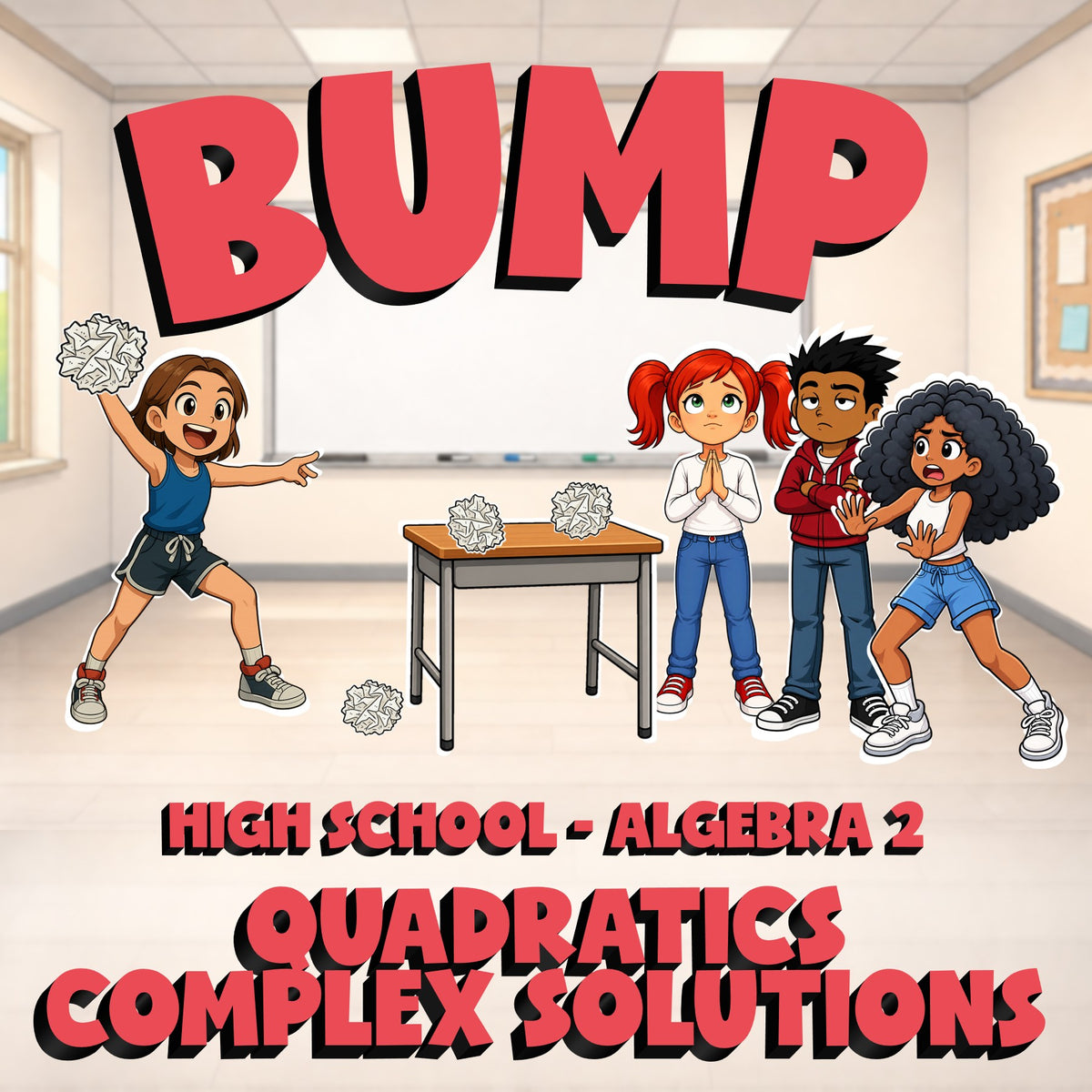 Quadratics Complex Solutions BUMP Math Game - No Prep Algebra 2 Review Activity