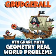 Geometry Real World Problems GRUDGEBALL Math Game - No Prep Grade 8 Review