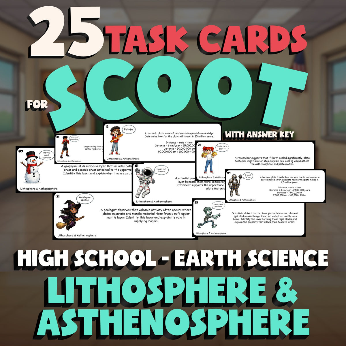 Lithosphere & Asthenosphere SCOOT TASK CARDS Game - No Prep Earth Science Review