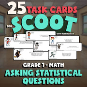 Asking Statistical Questions SCOOT TASK CARDS Math Game - No Prep Grade 7 Review