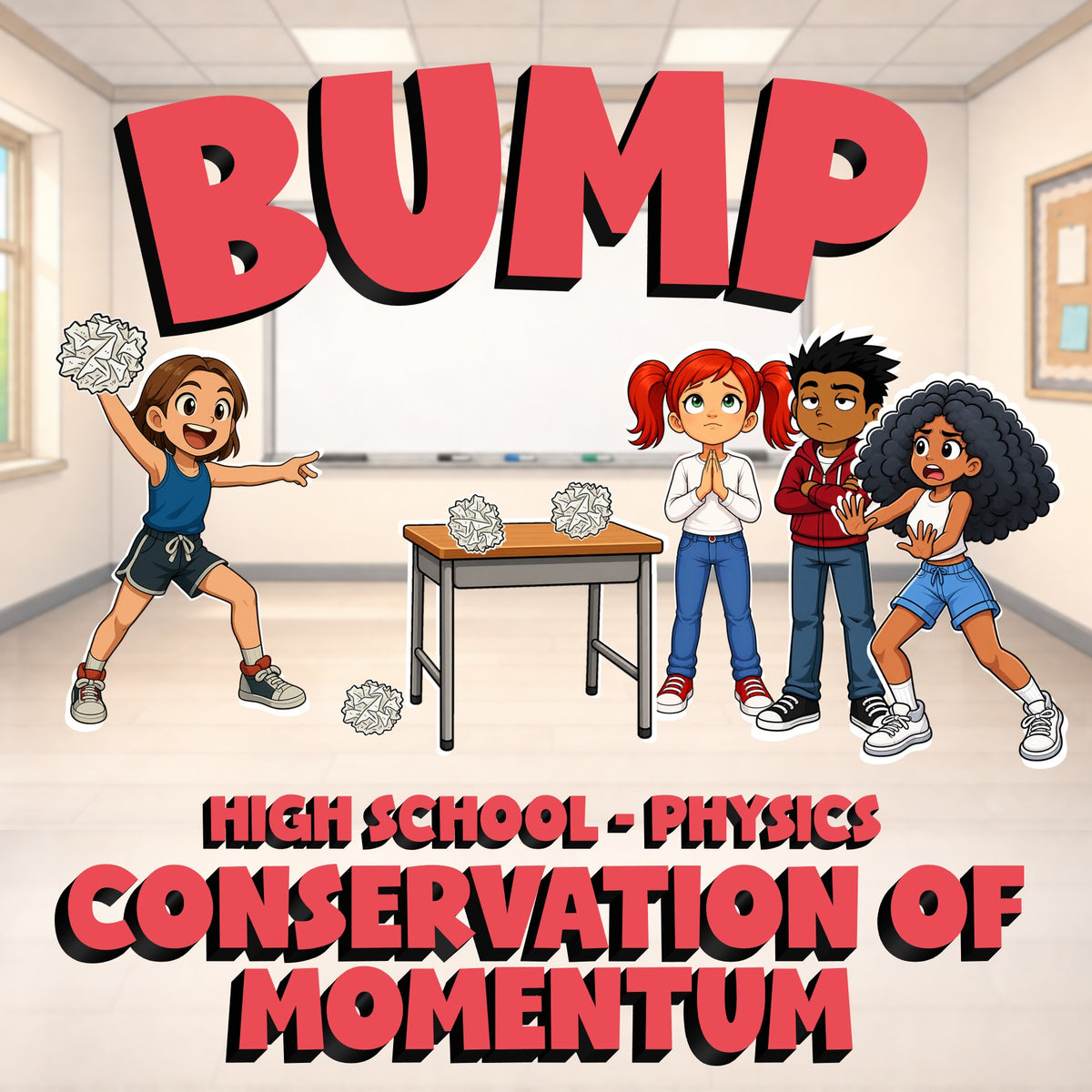Conservation of Momentum BUMP Science Game - No Prep Physics Review Activity