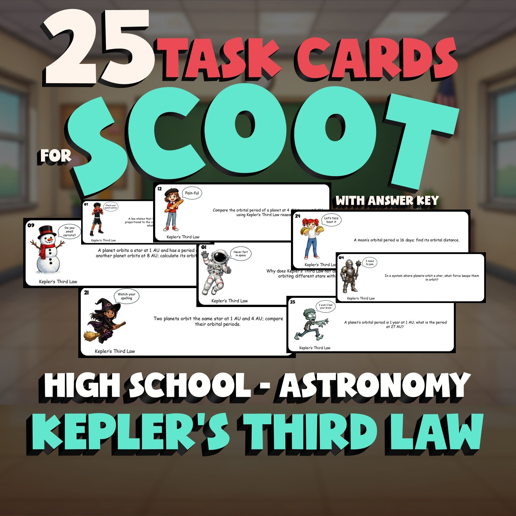 Kepler’s Third Law SCOOT TASK CARDS Science Game - No Prep Astronomy Review