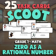 Zero as a Rational Number SCOOT TASK CARDS Math Game - No Prep Grade 7 Review