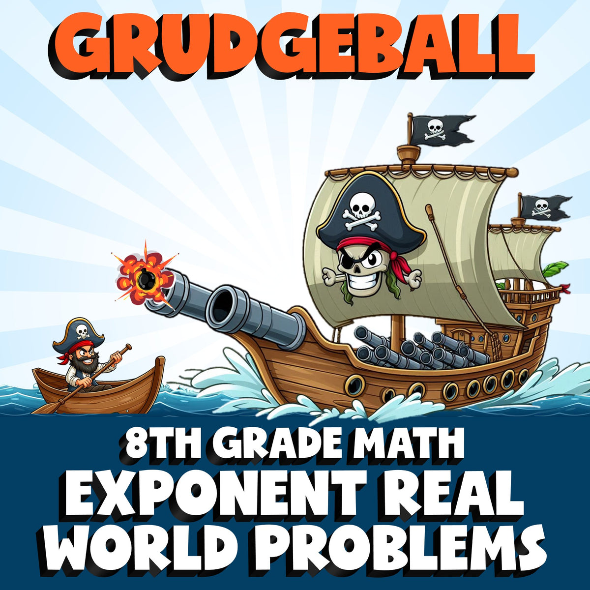 Exponent Real World Problems GRUDGEBALL Math Game - No Prep Grade 8 Review