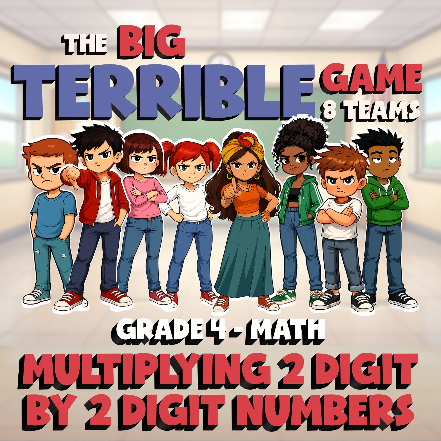 Multiplying 2 Digit by 2 Digit Numbers BIG TERRIBLE GAME - Grade 4 Math Review