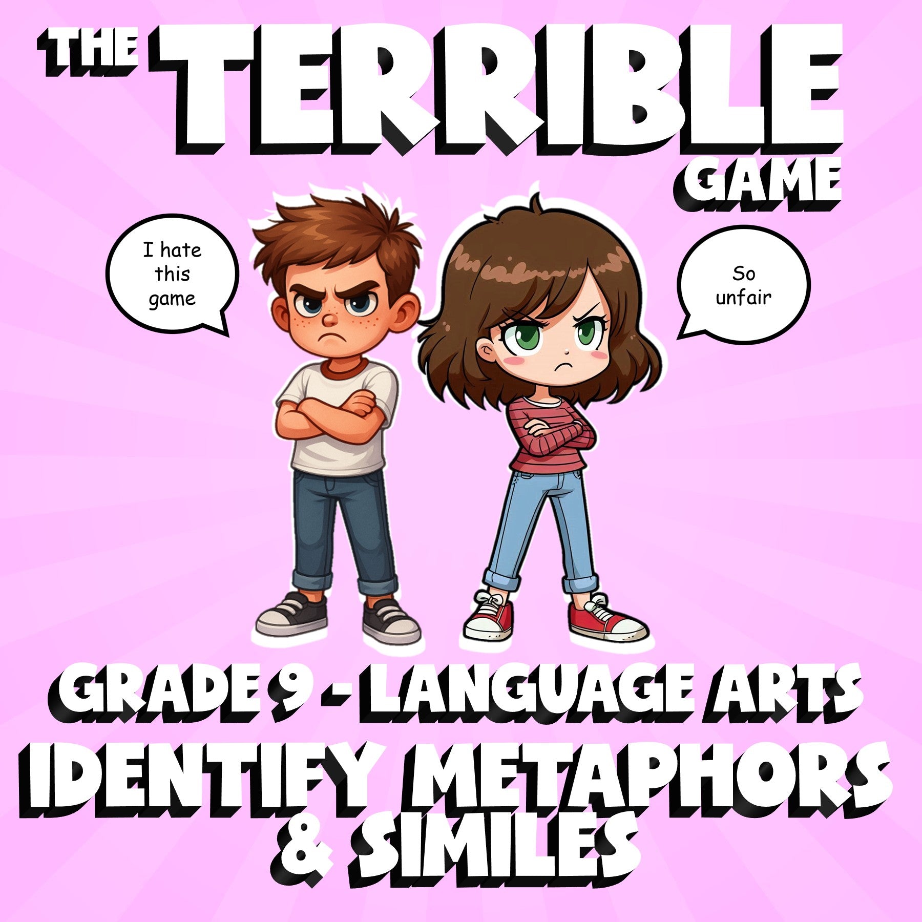 Identify Metaphors & Similes THE TERRIBLE GAME - No Prep Grade 9 ELA Review