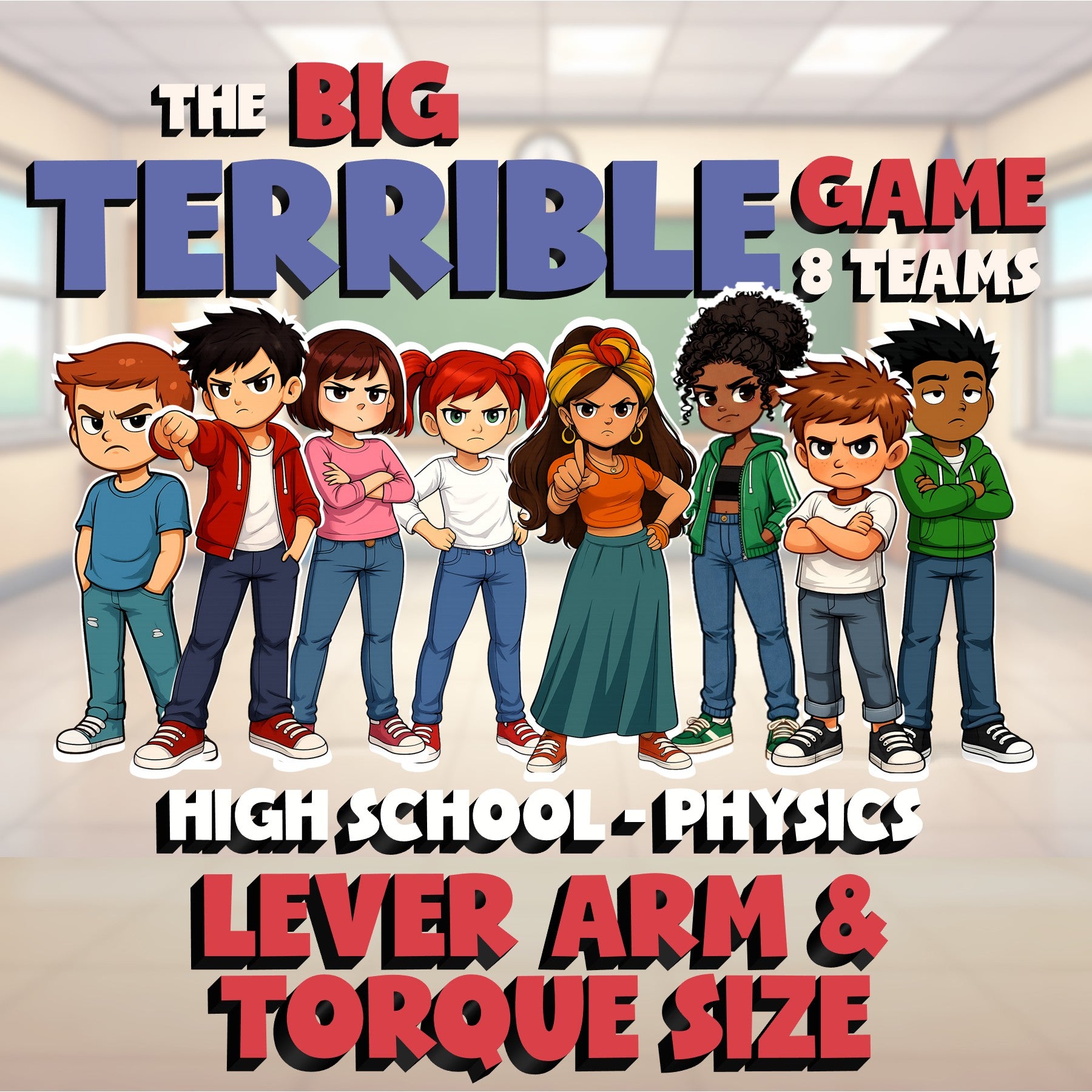 Lever Arm & Torque Size BIG TERRIBLE GAME - No Prep Physics Science Review