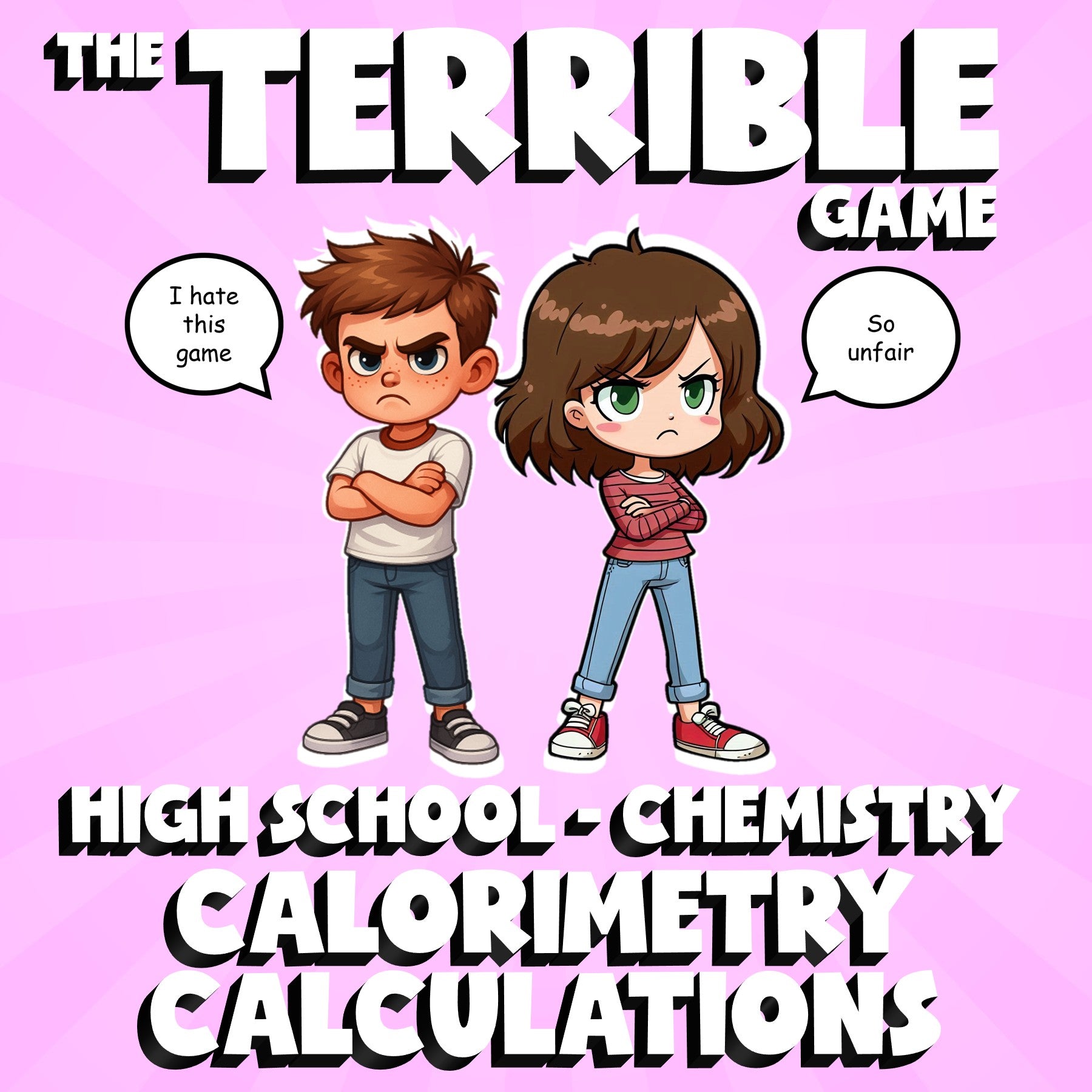 Calorimetry Calculations THE TERRIBLE GAME - No Prep Chemistry Science Review