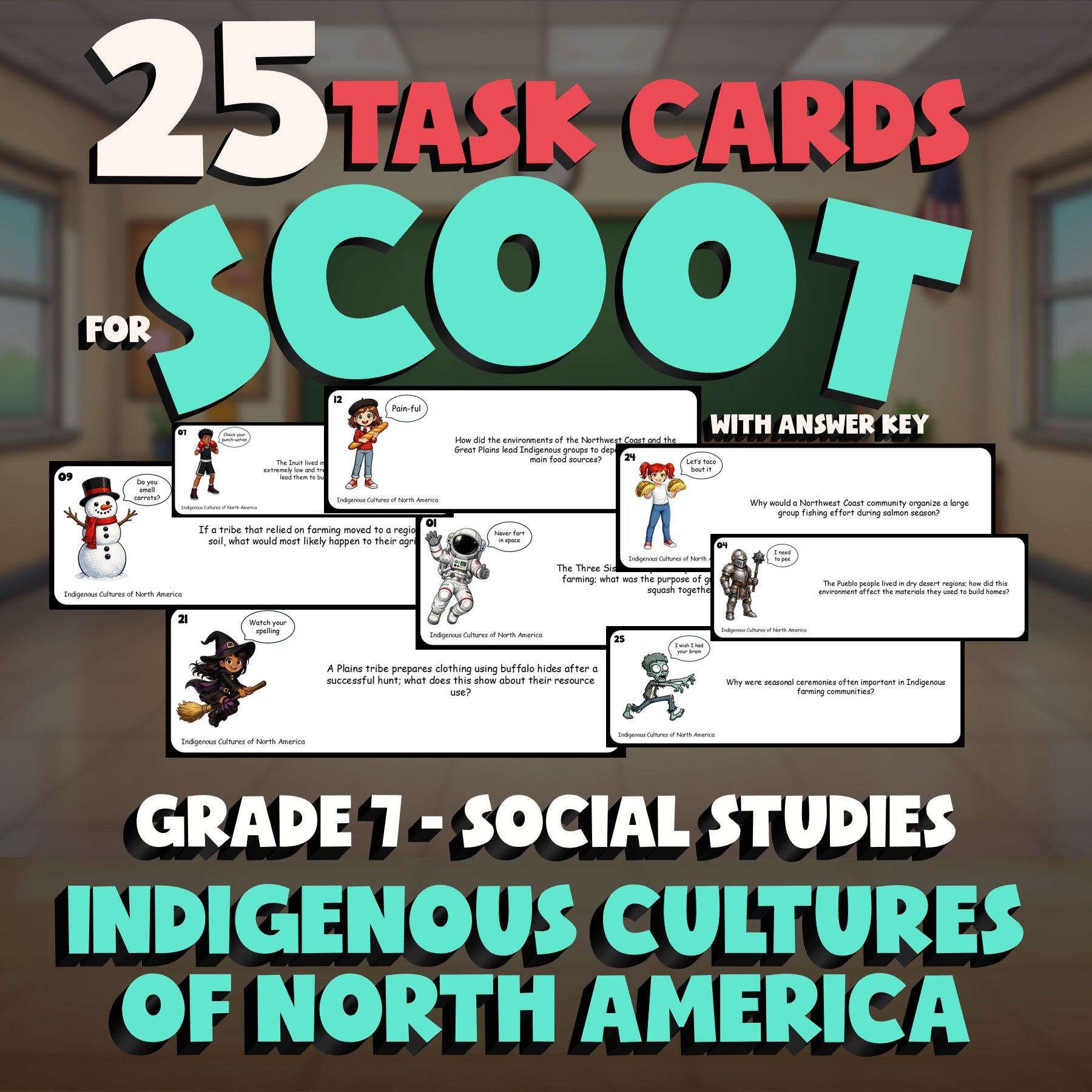 Indigenous Cultures of North America SCOOT TASK CARDS Socials Game - Grade 7
