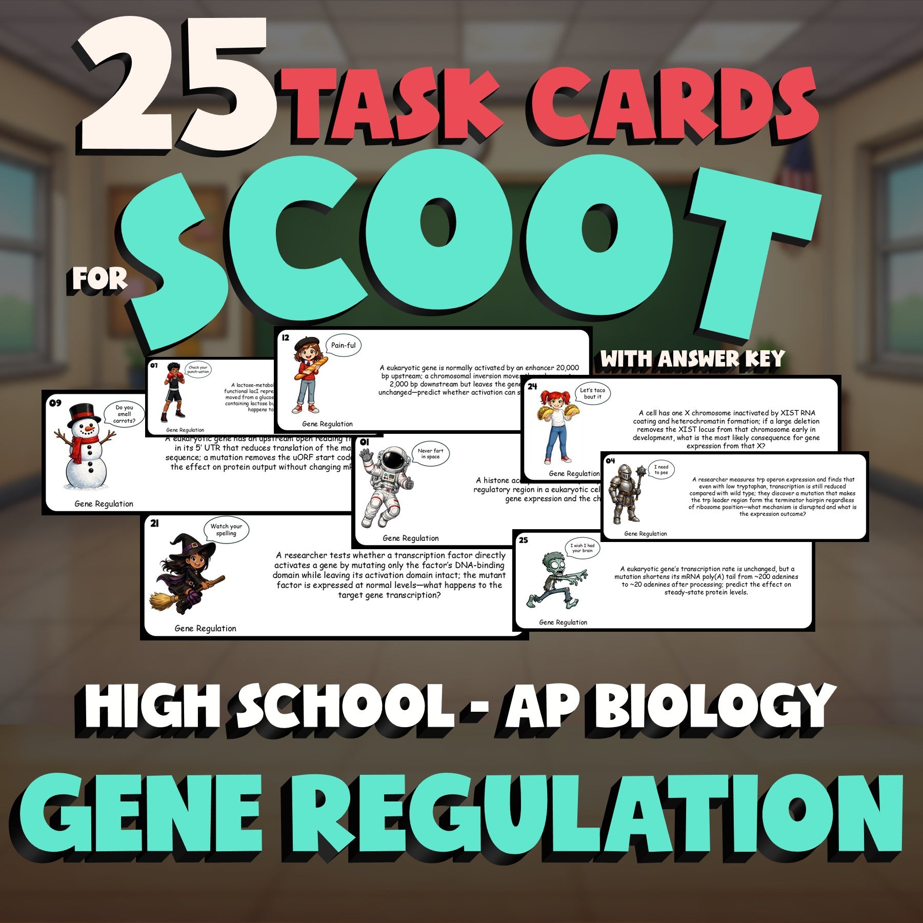 Gene Regulation SCOOT TASK CARDS Science Game - No Prep AP Biology Review