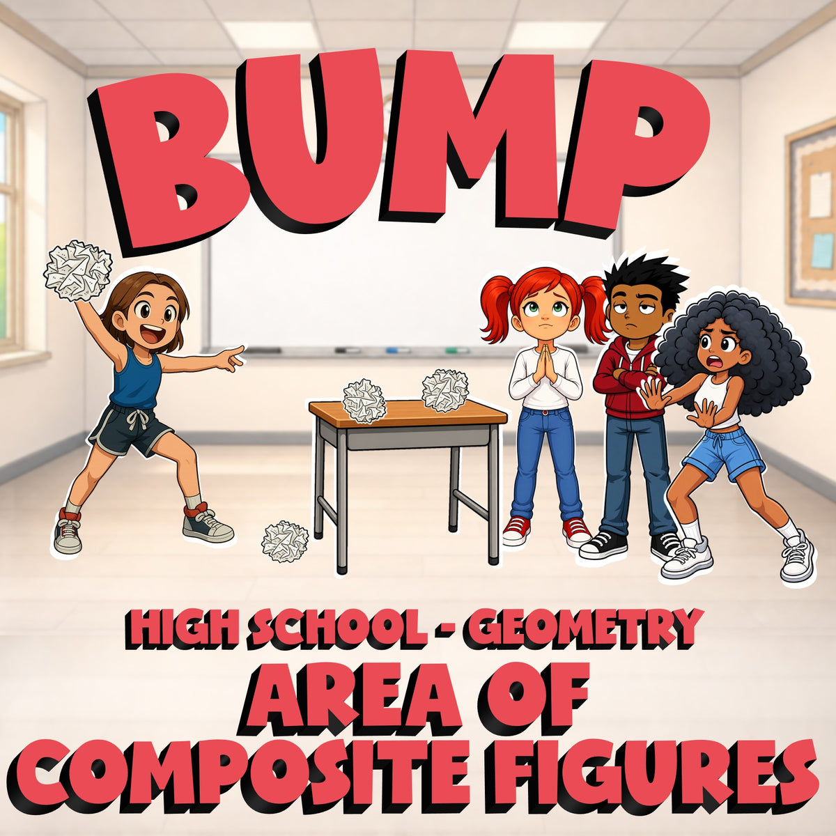Area of Composite Figures BUMP Math Game - No Prep Geometry Review Activity