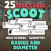 Radius and Diameter SCOOT TASK CARDS Math Game - No Prep Geometry Review