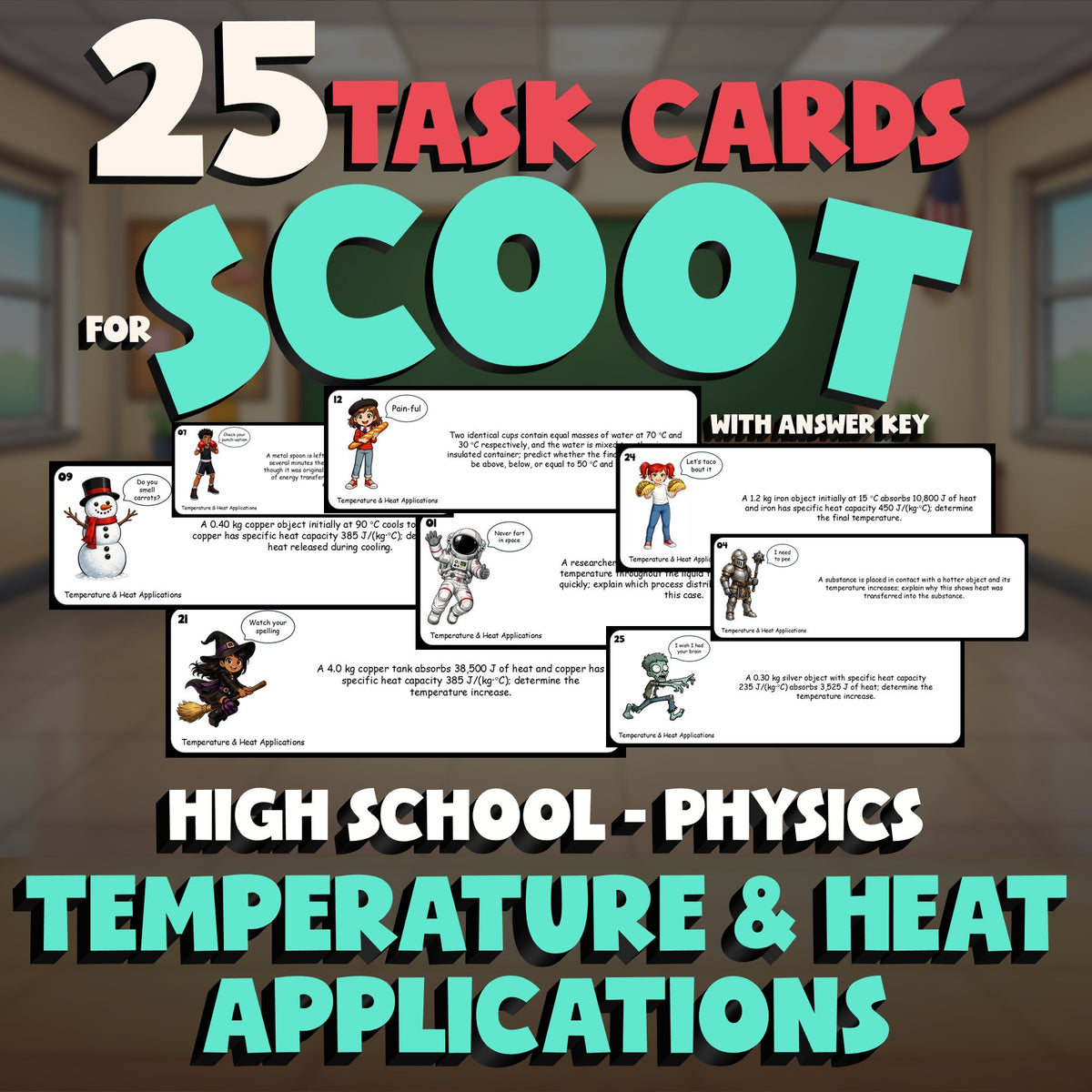 Temperature & Heat Applications SCOOT TASK CARDS Science Game - No Prep Physics